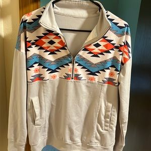 Aztec pattern pull over half zip
